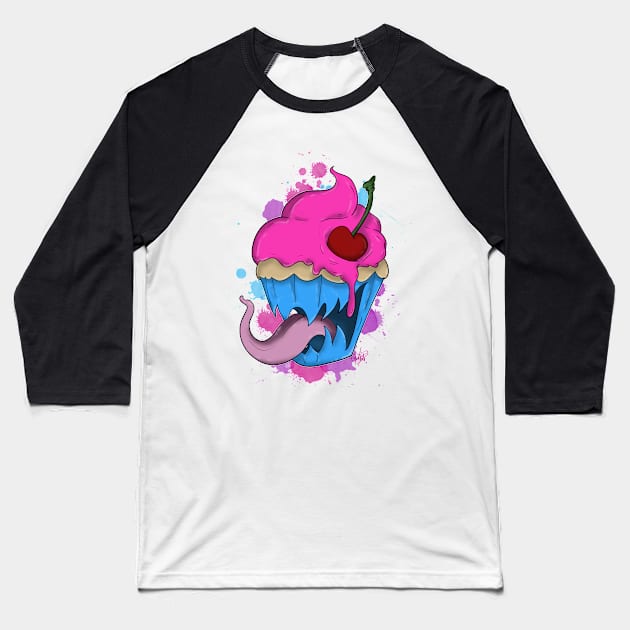 Cannibalistic Cupcake Baseball T-Shirt by schockgraphics